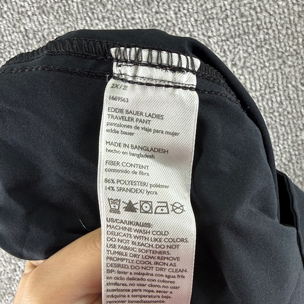 Eddie Bauer Black Pull On Pants Straight Leg Womens 2X High Rise Ankle - Picture 9 of 9